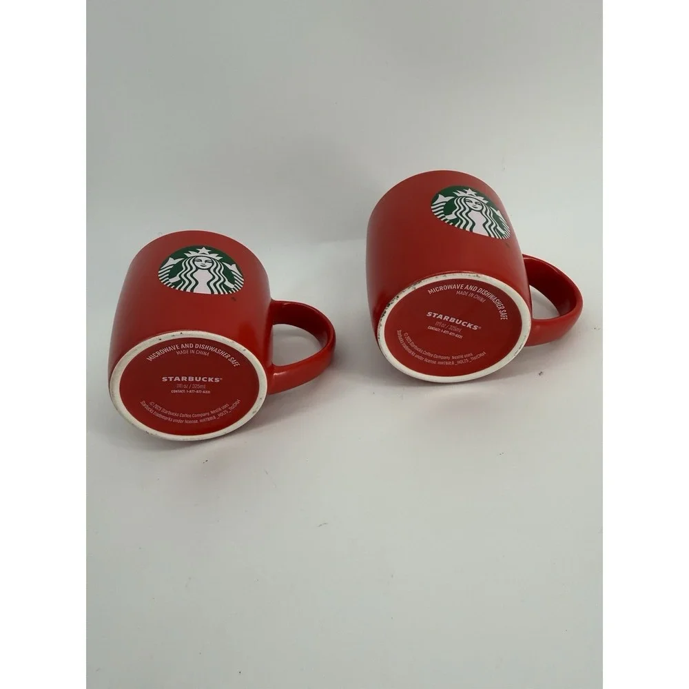 Starbucks Mugs Red w/ Green Siren Logo 12oz Coffee Cups